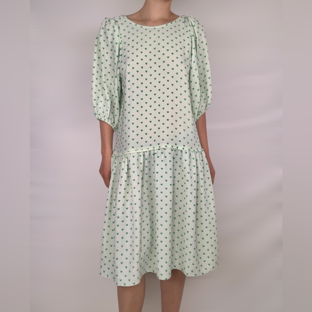 NWT ICHI Dress Greenbriar Green‎ Heart Size 36/4
